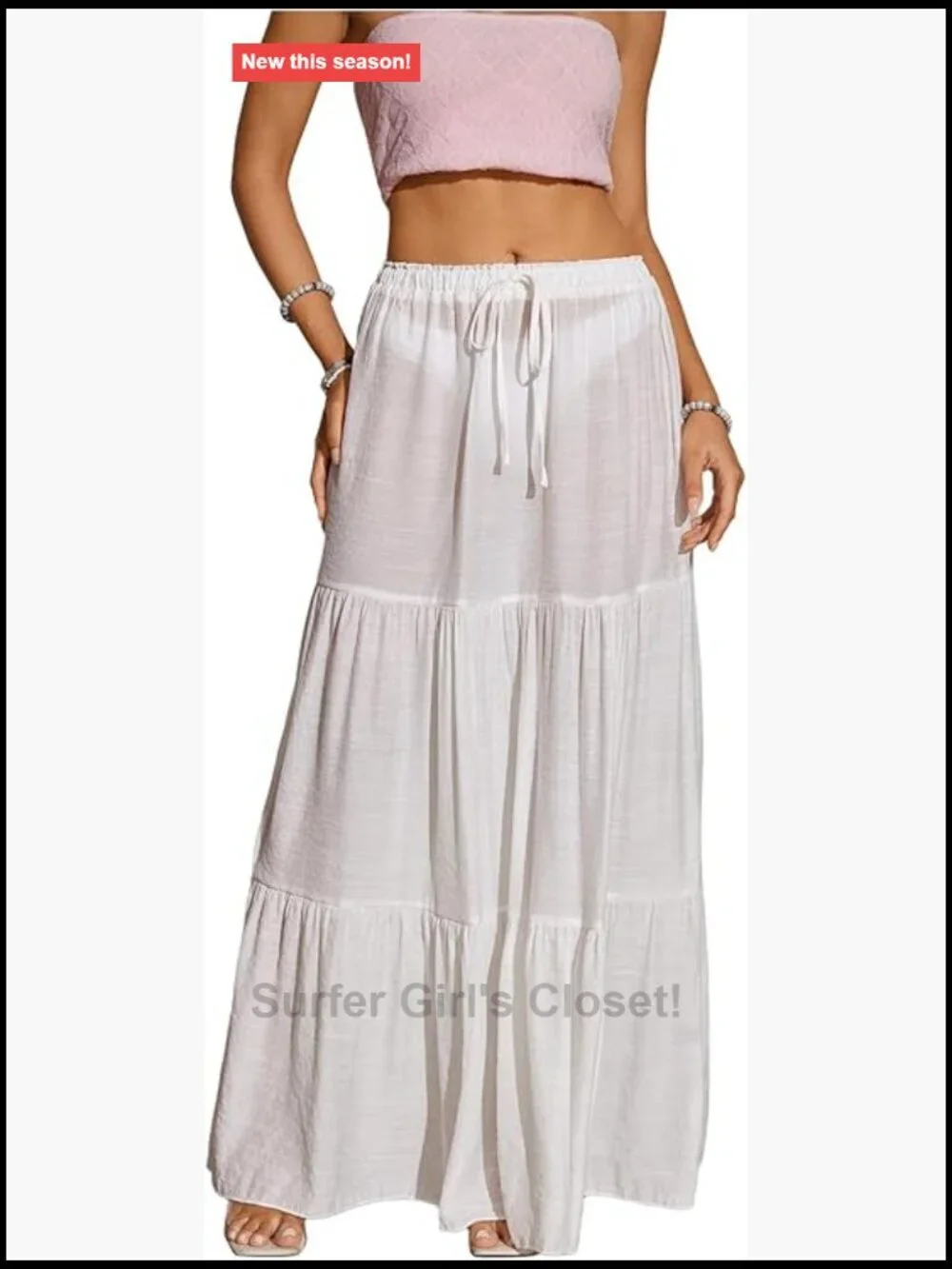 Tiered Maxi Cover Up Skirt with Drawstring Waist